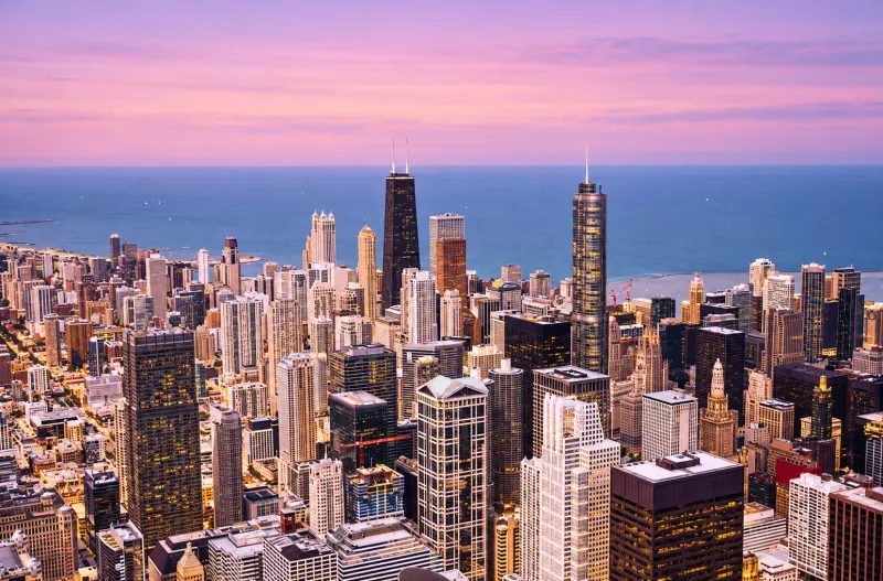 Chicago skyline and downtown event area